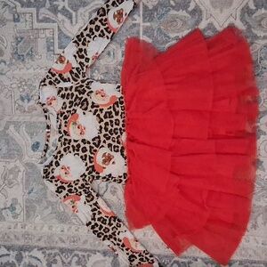 Posh Peanut Ruffled Santa Twirl Dress, Size 5T-6T, Red